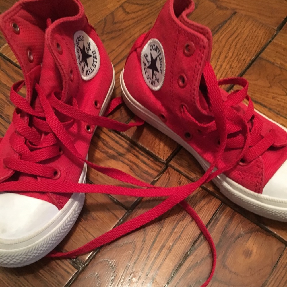 Kids red high top converse